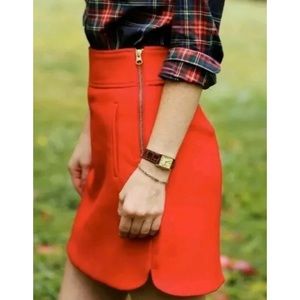 J. Crew Mini Skirt in Double-Serge Wool $118 Red